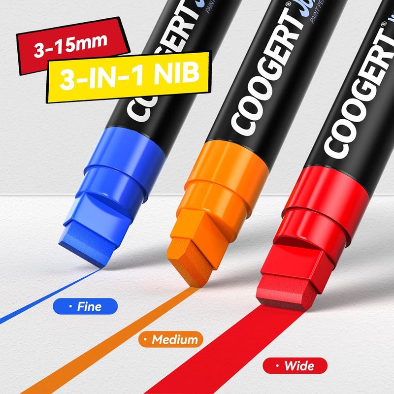 Coogert 12 Vibrant Colors Jumbo Poster Markers, 15MM Thick Permanent Acrylic Graffiti Markers, Wide Tip Paint Marker for Canvas, Posters Board, Fabric, Window, Wood, Teachers,Banner painting supplies - Image 2